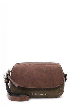 petit sac bandoulière Ines en synthétique effet nubuck vegan marron Emily & Noah