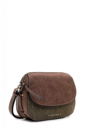 sac bandoulière avec rabat Ines matière synthétique effet cuir nubuck vegan marron Emily & Noah
