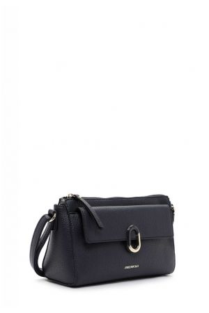 sac à bandoulière Iris matière synthétique effet cuir grainé vegan bleu navy Emily & Noah