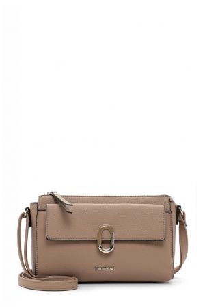 sac à bandoulière Iris matière synthétique effet cuir grainé vegan taupe Emily & Noah