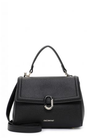 sac à rabat Iris matière synthétique effet cuir grainé vegan noir Emily & Noah avec bandoulière