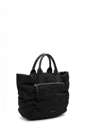 sac shopping avec bandoulière Irmgard en nylon matelassé noir Emily & Noah