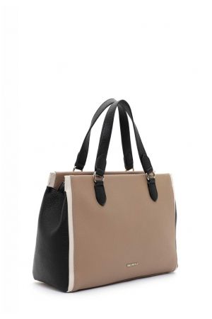 sac shopping Isa matière synthétique effet cuir grainé vegan taupe Emily & Noah avec bandoulière