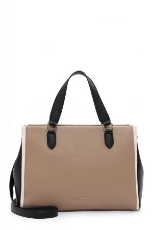 sac shopping Isa matière synthétique effet cuir grainé vegan taupe Emily & Noah avec bandoulière