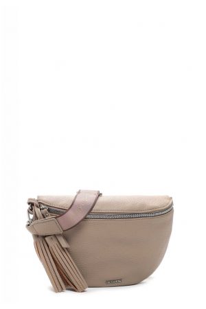 sac porté travers Emily & Noah Nadine en similicuir grainé taupe