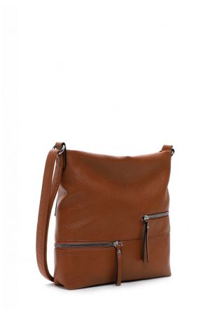 sac bandoulière Palerme en cuir synthétique vegan grainé camel Emily & Noah