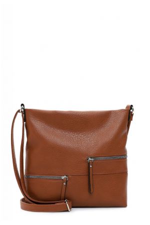 sac bandoulière Palerme en cuir synthétique vegan grainé camel Emily & Noah