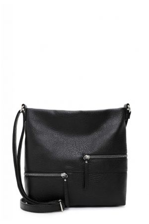 sac bandoulière Palerme en cuir synthétique vegan grainé noir Emily & Noah