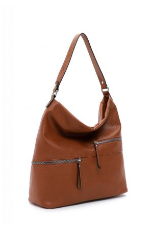 sac porté épaule avec bandoulière Palerme en cuir synthétique vegan grainé camel Emily & Noah