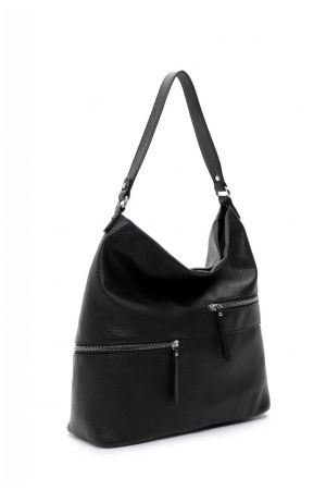 sac porté épaule avec bandoulière Palerme en cuir synthétique vegan grainé noir Emily & Noah