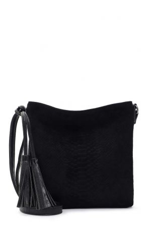 Sac bandoulière noir emily et noah, pompon