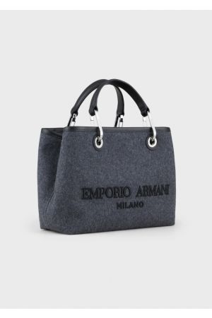 petit sac cabas à bandoulière Armani MyEA en matière feutre gris