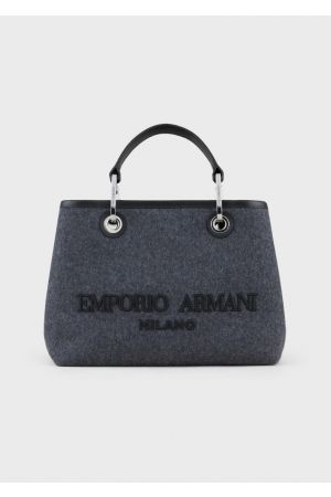 petit sac cabas à bandoulière Armani MyEA en matière feutre gris