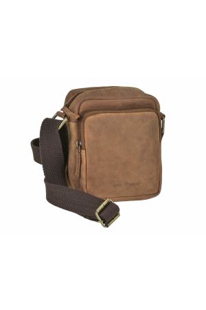 sac bandoulière Green Burry Travel 1 en cuir vintage camel