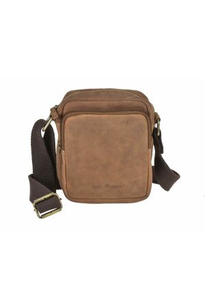 sac bandoulière Green Burry Travel 1 en cuir vintage camel