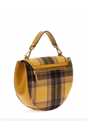 sac à main à rabat Guess Fleet en similicuir et textile imprimé écossais jaune