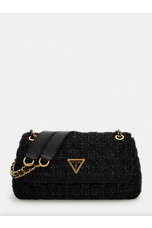 sac à rabat Guess Giully en tweed noir