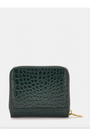 mini portefeuille Guess Laurel en synthétique effet croco vert foncé verni