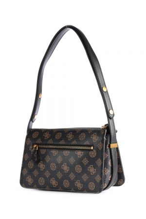 Sac épaule hensley noir imprimé logo marron guess