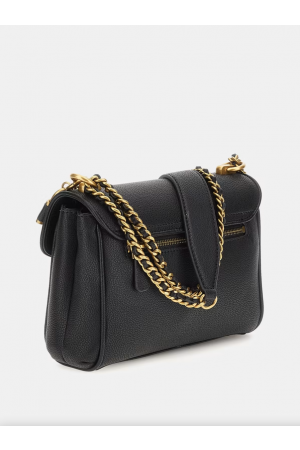 sac à rabat Guess Shemara en similicuir grainé noir