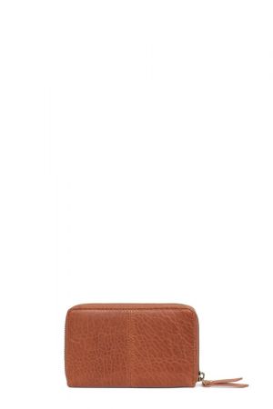 porte-monnaie zippé Hexagona Ambroise cuir de mouton camel