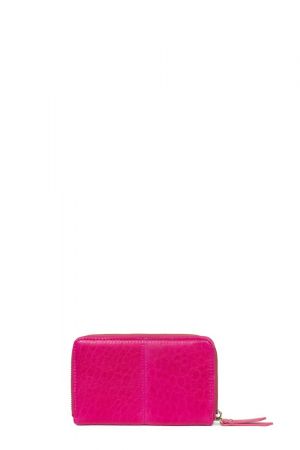 porte-monnaie zippé Hexagona Ambroise cuir de mouton rose