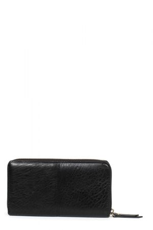 portefeuille long Hexagona Ambroise cuir de mouton noir