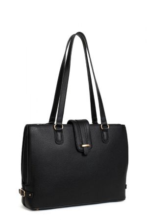 sac cabas Hexagona Betty en synthétique grainé noir
