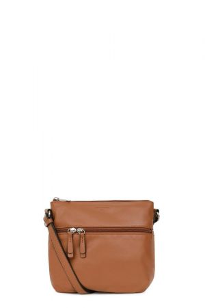 petit sac à bandoulière Hexagona Confort cuir de vachette grainé camel