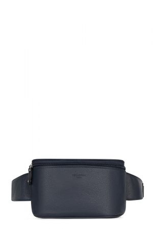 sac banane Hexagona Confort en cuir grainé navy