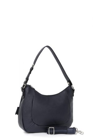 sac besace Hexagona Confort en cuir grainé navy