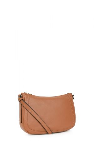 sac trotteur bandoulière Hexagona Confort cuir de vachette grainé camel