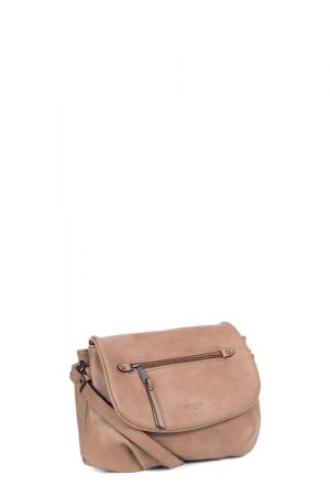 sac bandoulière à rabat Hexagona Gracieuse en similicuir beige