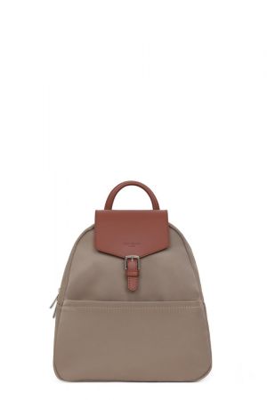 sac à dos Hexagona Pop en toile taupe et cuir