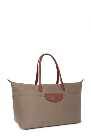 sac de voyage Hexagona Pop en toile taupe et cuir