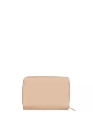 Porte-monnaie beige avec languette bouton-pression