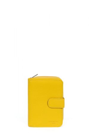 portefeuille compact Hexagona Confort en cuir jaune