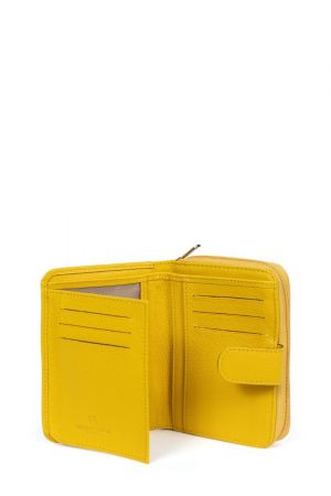 portefeuille compact Hexagona Confort en cuir jaune
