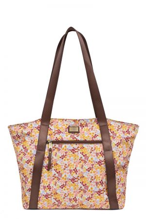 Sac shopping jaune à fleurs LILY HEXAGONA