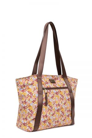 Sac shopping jaune à fleurs LILY HEXAGONA