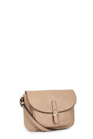 sac besace à rabat Hexagona Toscane en similicuir grainé beige