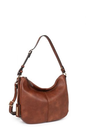 sac besace Hexagona Toscane similicuir grainé camel