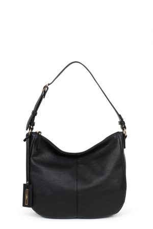 sac besace Hexagona Toscane similicuir grainé noir