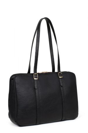 sac business Toscane 17" similicuir grainé noir Hexagona