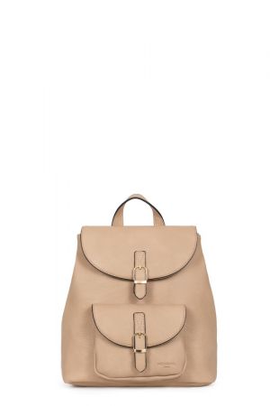 sac à dos Hexagona Toscane en similicuir grainé beige