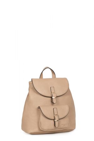 sac à dos Hexagona Toscane en similicuir grainé beige