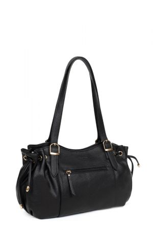 sac porté épaule Hexagona Toscane similicuir grainé noir 