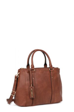 sac porté main Hexagona Toscane similicuir grainé camel