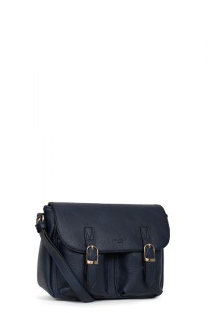 sac à rabat Hexagona Toscane en similicuir grainé navy