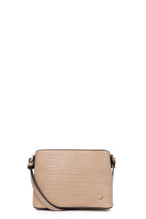 sac trotteur Victoire synthétique effet croco beige sable avec bandoulière Hexagona